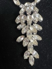 Vintage Weiss 3 Piece necklace and earring set Clear Round & Marquise rhinestone
