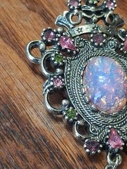 Vintage Sarah Coventry Contessa Brooch Faux Opal and Rhinestones Pretty