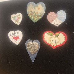 Vintage Heart Brooch Lot Mixed Materials And Styles