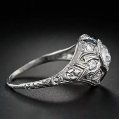 1.50Ct Art Deco Style Lab-Created Diamond & Sapphire Engagement Ring 925 Silver