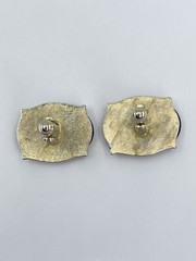 Vintage Black Onyx mens cufflinks oval gold tone bullet back 7/8″