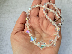 Vintage AB Aurora Borealis Crystal Bicone Bead Choker Necklace Jewelry