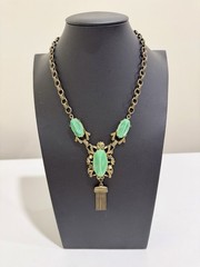 Vintage necklace with green and tassel