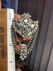 23. Vtg Silver tone Mix material White, AB, Blue Rhinestone Prong Set 5 Pins