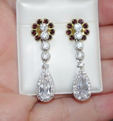 Vintage Gorgeous 10MM Garnet Seed Flower Jackets For Earrings Use W Any Studs