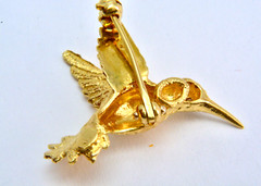 VINTAGE 18K Yellow Gold HUMMINGBIRD Brooch With Accents Diamond Lot 4
