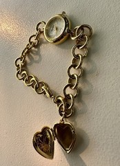 vintage Gruen Gold-Tone Charm Bracelet Watch.