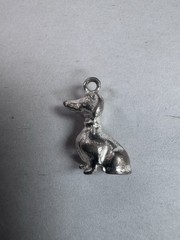 Vintage SIL Silver Dachshund Dog Charm Pendant 3.1g Wiener Puppy Bracelet Charm