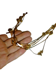 Vintage 1960’s Mid Century Gold Finish Honeycomb Necklace Gold Plated 36″ Triple