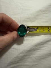 Vintage Huge Emerald Green Faceted Glass Cocktail Statement Ring Size 8 Unmarked