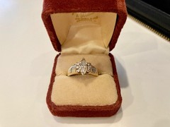 Vintage 18K Gold Marquise Diamond Ring – 1.00 TW Original Bill of Sale/Box