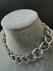 Monet Vintage Chunky Chain Link Necklace Silver Tone 18” Collar Bib Career