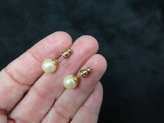 Vintage 9MM Faux Pearl Stud Pierced Earrings