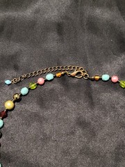 Boho Multi Color Seed Bead Fringe Cluster Collar Necklace Antique Bronze Tone