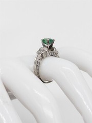 Estate $3400 1.52ct Natural Emerald VS G Diamond Platinum Ring Band 4g