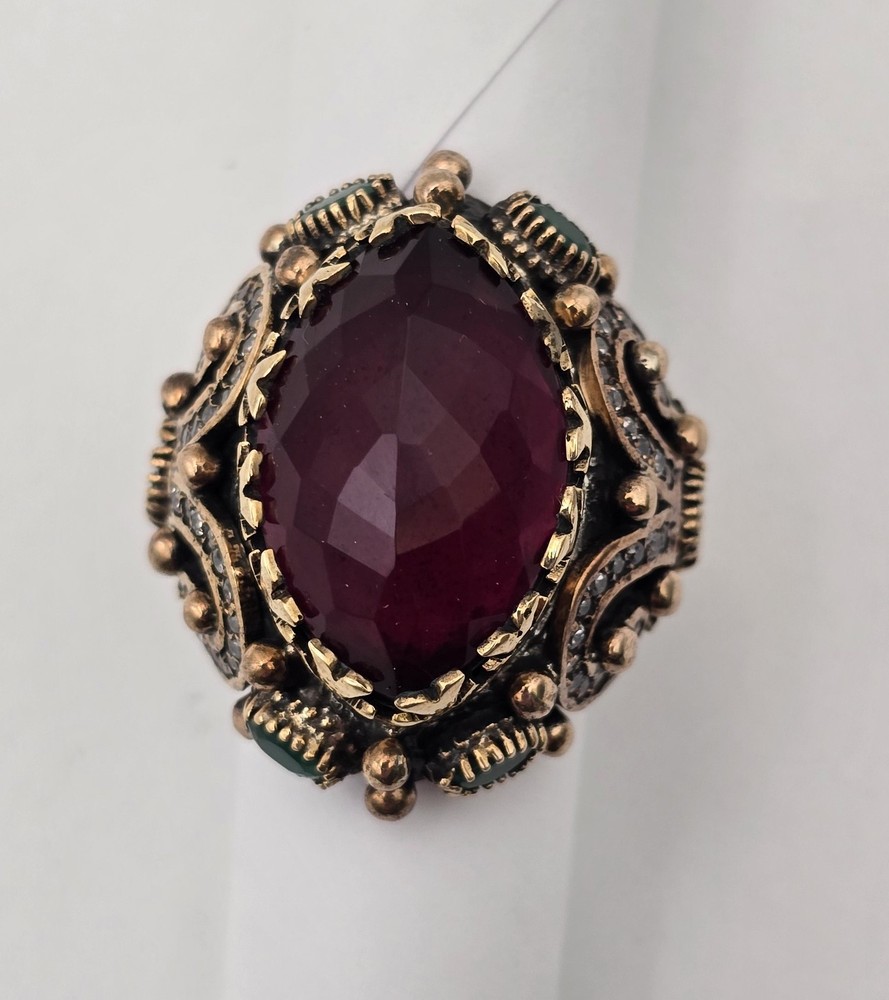 Vintage High Quality Costume Jewelry Ring Stamped 925 Size 8-1/4 Metal Gemstone