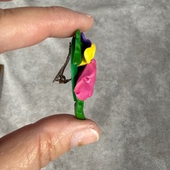 Vtg Clip On Earrings Lot 80s Pink Plastic Geometric & Polymer Clay Flower Floral