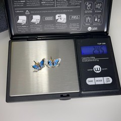 Vintage Sterling Silver Enamel Butterfly Earrings Post Gold Blue Black 925