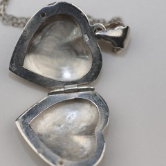 Puffy Heart Locket Pendant Necklace Sterling Silver