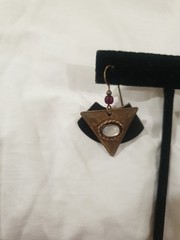 Vintage unsigned Geometric Copper And Brass Blue With Glass Or Opal Stone?