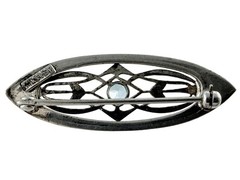 Symmetalic Sterling Silver and 1/20th 14k Gold Blue Topaz Pin Brooch 4g 45mm