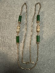 Vintage Sarah Coventry Necklace Faux Jade Beads Lanterns Oriental Inspired 32″