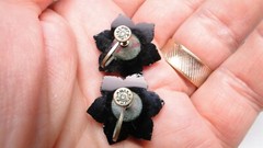 Glamorous Vintage Black Crystal Glass Bead Necklaces Earrings 6pc Necklace Lot