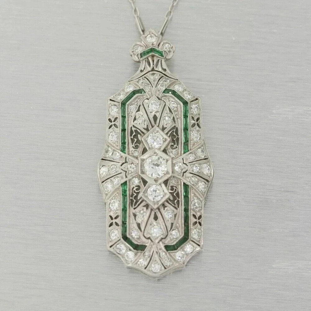 2.9Ct Art Deco Style Lab Created Diamond Anniversary Wedding 925 Silver Pendant
