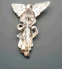 VINTAGE 925 STERLING SILV ANGEL(Gabriel) Pin/Brooch/Pendant, & Chain (NECKLACE)