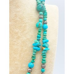 Early 2000s Carolyn Pollack Relios Turquoise Nugget Necklace – 35″ Long Strand