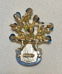 AUTHENTIC SWOBODA FLOWER VASE BROOCH ~ LONDON BLUE TOPAZ, PERIDOT ~ ONLY ONE!