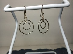 Vintage 925 Silver Double Hoop Dangle Wire Earrings