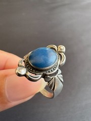 Vintage 925 Sterling Silver Southwestern Blue Gemstone Ring Size 8.75 US