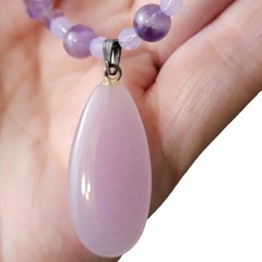 Vintage Purple Glass Stone Necklace Adjustable Length Women Jewelry Beads Gift