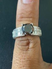 Platinum 1.50ct Black Diamond Solitaire With .75ct Diamond Accents (A3)