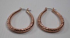 Vintage Gold Tone Pierced Loop English Lock Earrings 1.5″ Copper Color