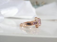 Rose Gold on Sterling Silver 925 Natural Irradiated Morganite Size 6 Ring