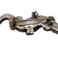 Vintage Sterling Silver Alligator Brooch Pin 925 Crocodile Figural d’Argent