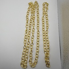 3 Vintage Loop Gold Tone Chain Necklace Lot#L09
