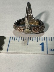 RARE VINTAGE 1930s UNCAS 14K TRI-COLOR GOLD BLUE SPINEL COCKTAIL RING 4.78 g
