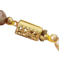 Vintage 60s Beaded Necklace Women Jewelry Gold Pink Peach Beads Formal 17 inch
