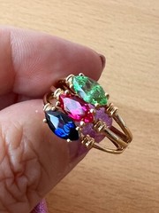 14K GOLD EMERALD GREEN,RUBY RED,SAPPHIRE BLUE CZ CUBIC ZIRCONIA WIDE BAND RING