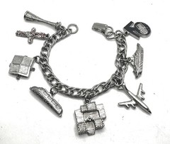 Vtg Worlds Fair 1962 Seattle Charm Bracelet Totem Pole Train Warship Cent 21