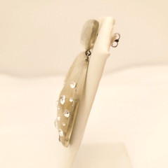 Lucite Glittery Flush Set Rhinestones 925 Sterling Silver Post Dangle Earrings
