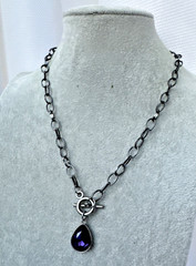 y2k Purple Gunmetal Modernist Necklace Jewelry VTG Goth Silver boho career witch
