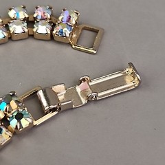 Vintage Aurora Borealis Rhinestone Bracelet Two Row 6.5″