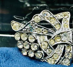 Duette Rhinestone Dress Clip Brooch Art Deco Vintage Convertible Pin 1.25” X 1”