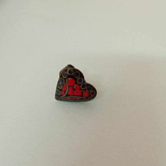 Antique Brass Heart Shape Ring – Coral and Lapis Lazuli Stone Unique Jewelry