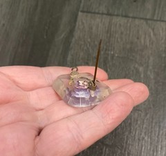 Vintage 1940’s-1950’s Reverse Carved Lucite Purple Violet Brooch Pin
