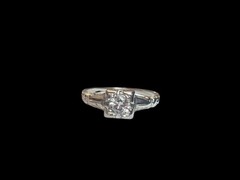 Signed Art Deco 18K White Gold .25ct Round Diamond Engagement Ring Size: 6